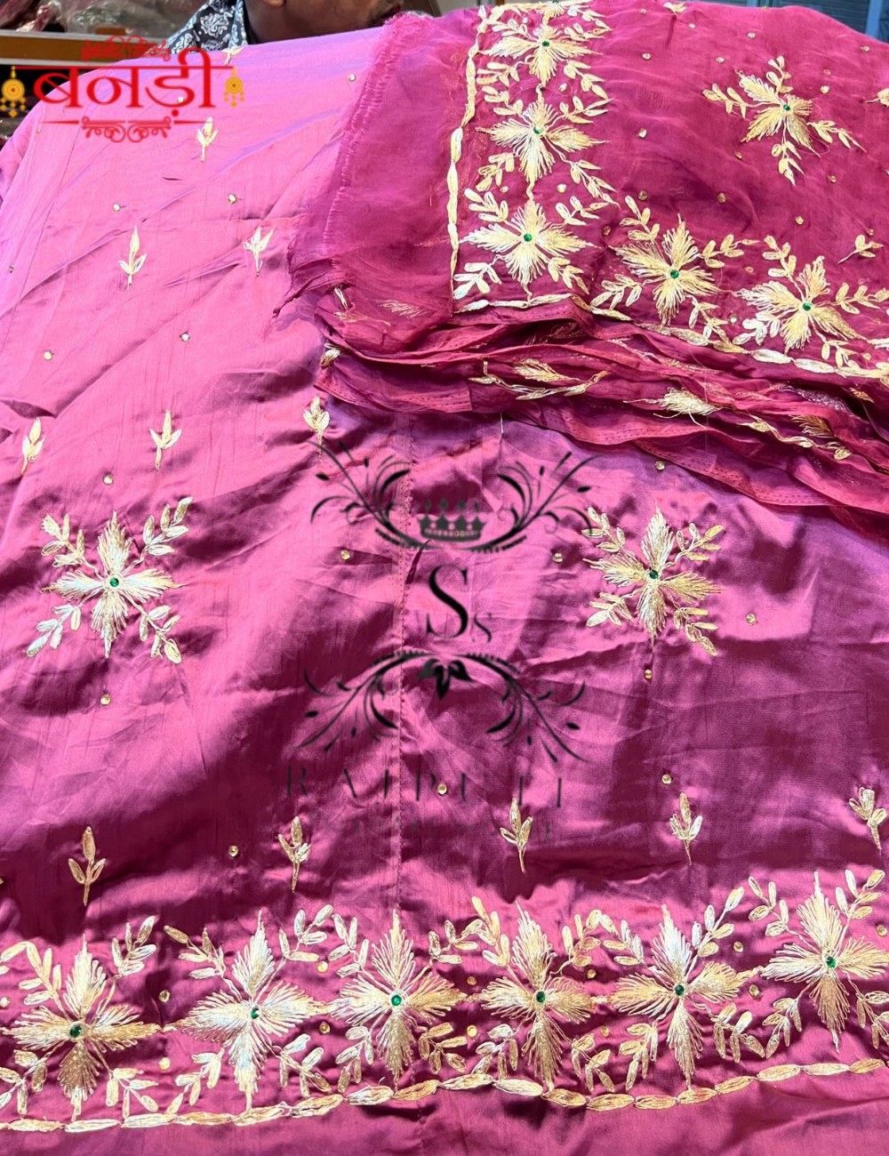 Rajputi Satin Poshak in Wine Color with Hamrahi Odhani