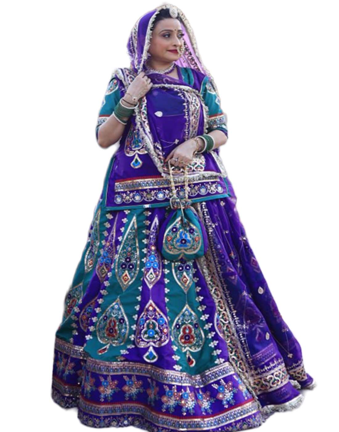Designer Poshak in Purple and Blue