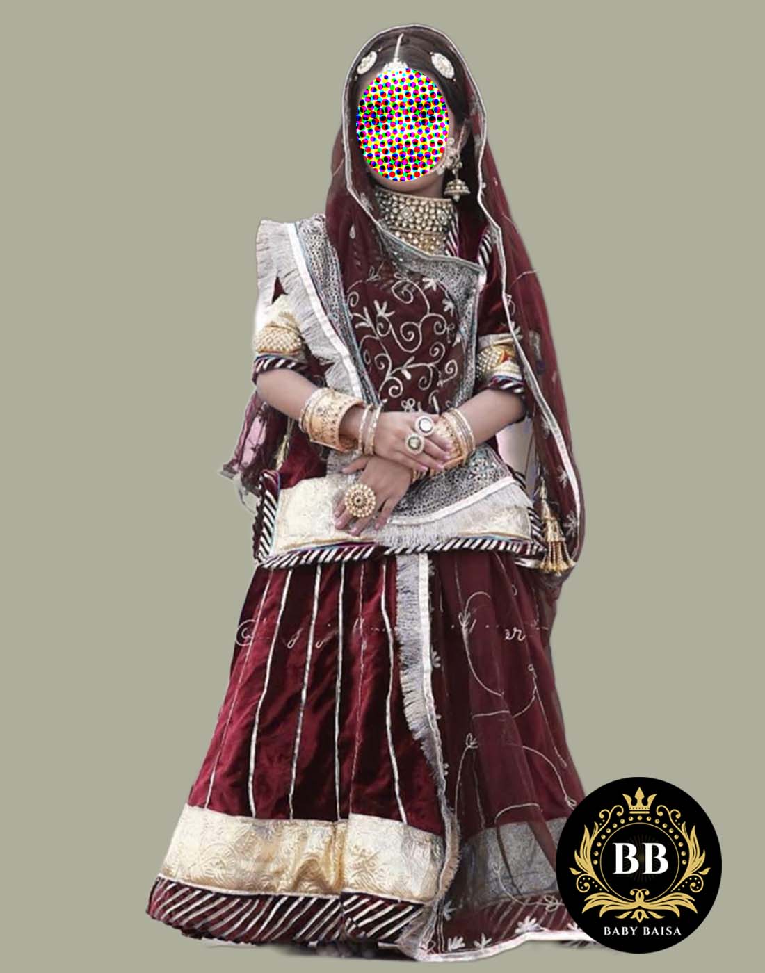 Girls Rajputi Poshak in Maroon Color