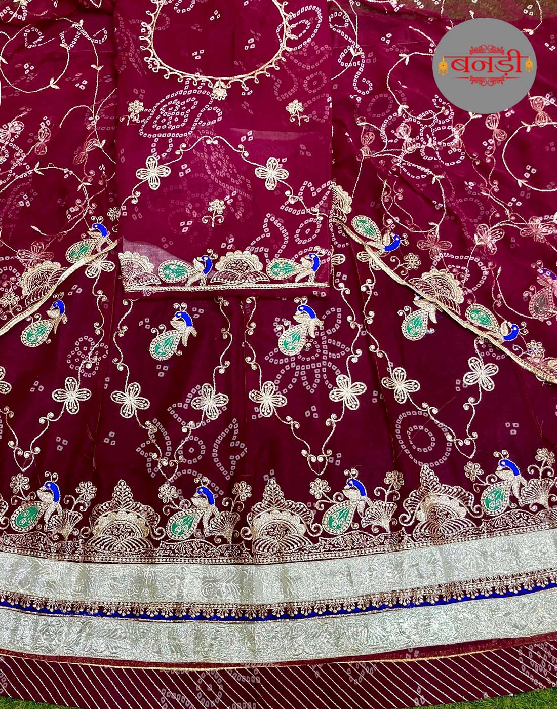 Maroon Color Fancy Chunari Poshak with with Zari and Lappa Work