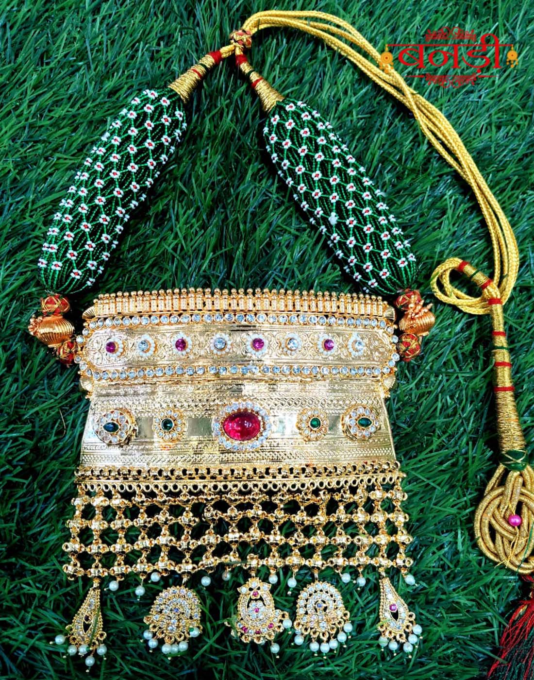 Rajputi Heavy Aad with Jadau Stones and Light Red Kundan