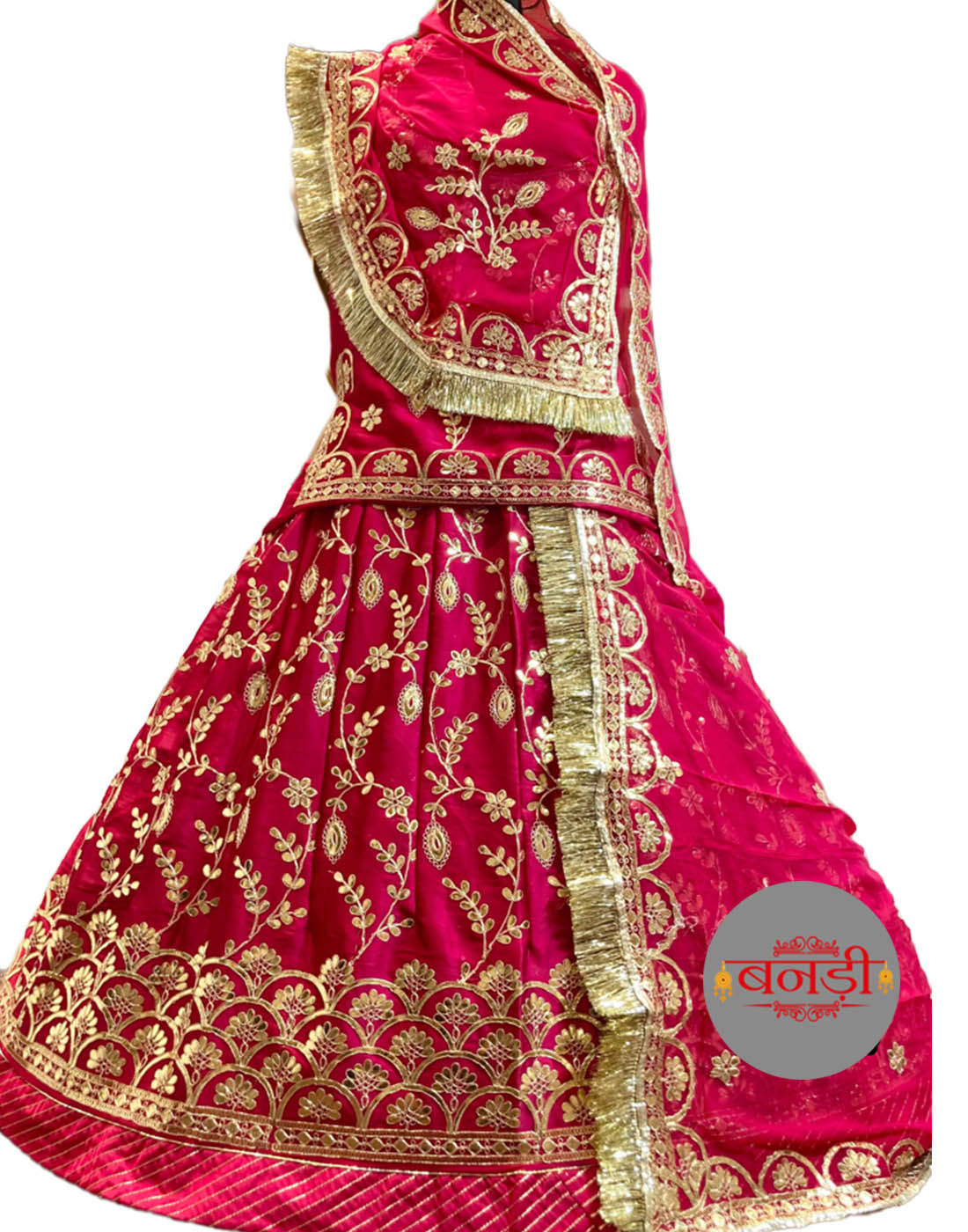 Gota Patti Rajputi Poshak in SInduri Red