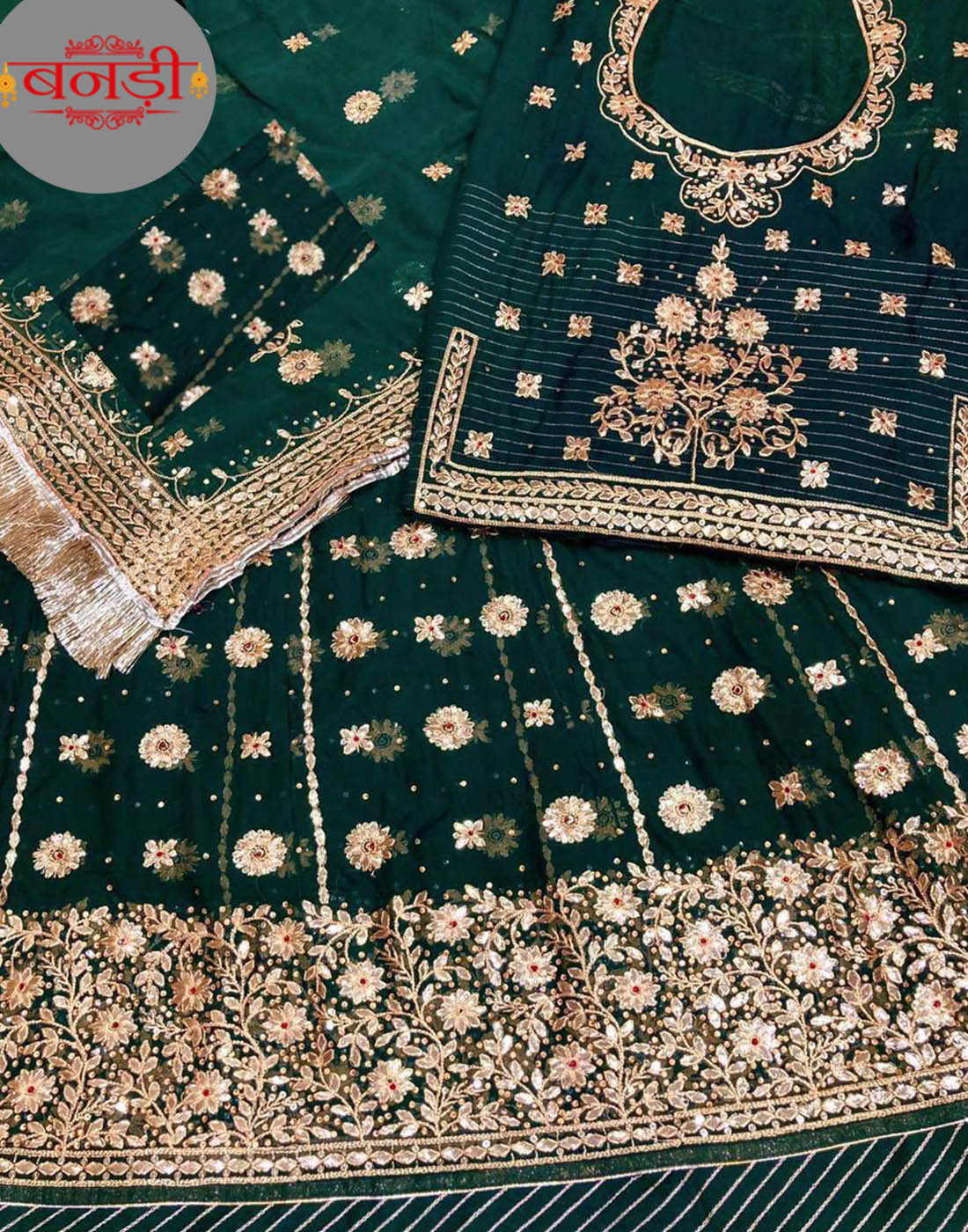 Bottle Green Gotapatti Work