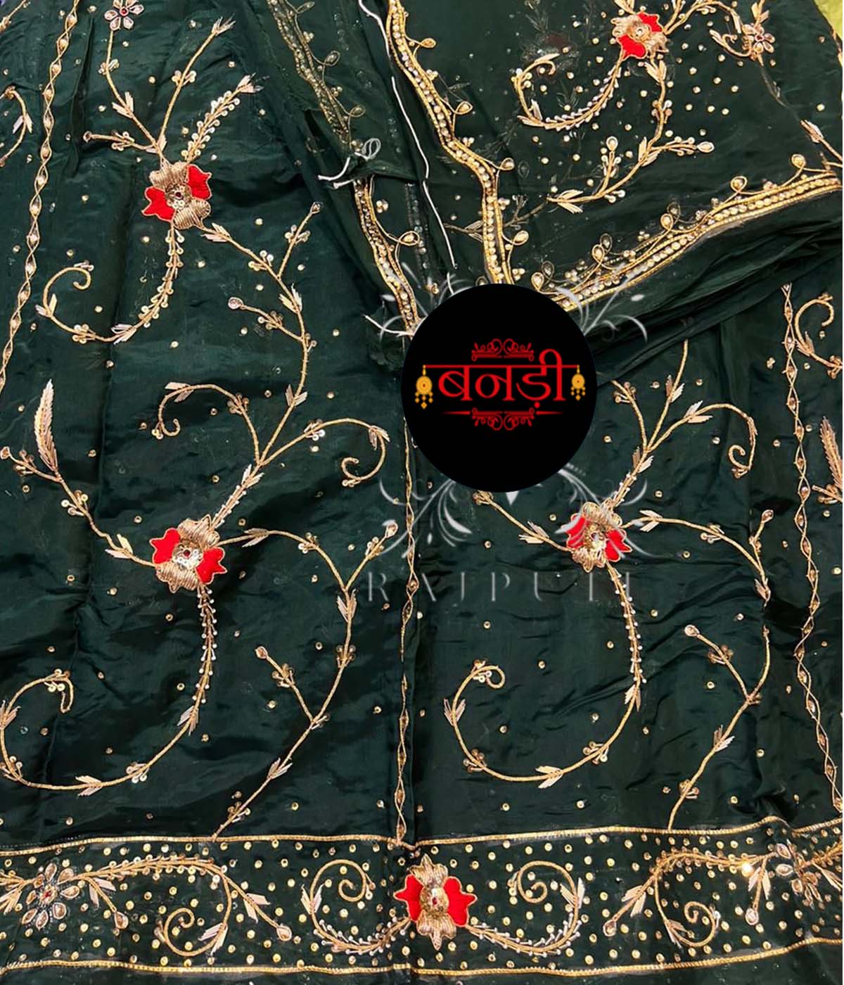 Regal Charm Rajputi Poshak in Dark Bottle Green