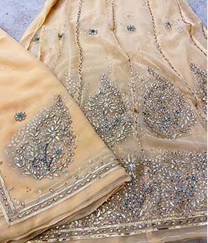 Cream Color Poshak in Gota Patti work