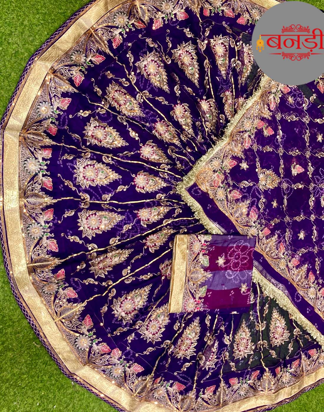 Jamuni Blue Color Designer Poshak with 5 Meter Lehenga
