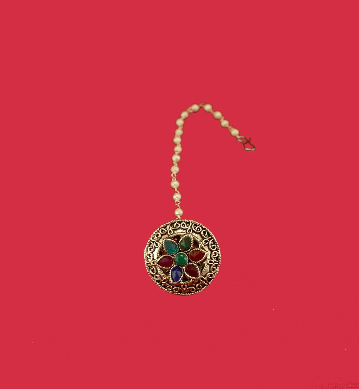 Silver Borla with Multicolor Stones 