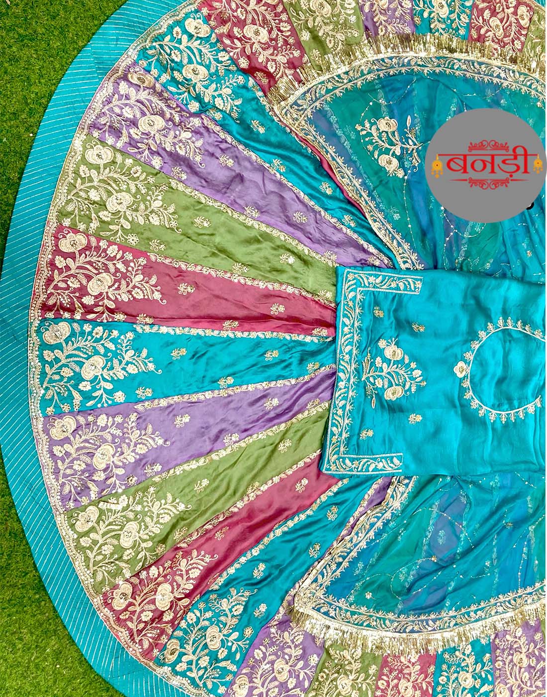 Firozi Color Boutique Poshak with Multicolor