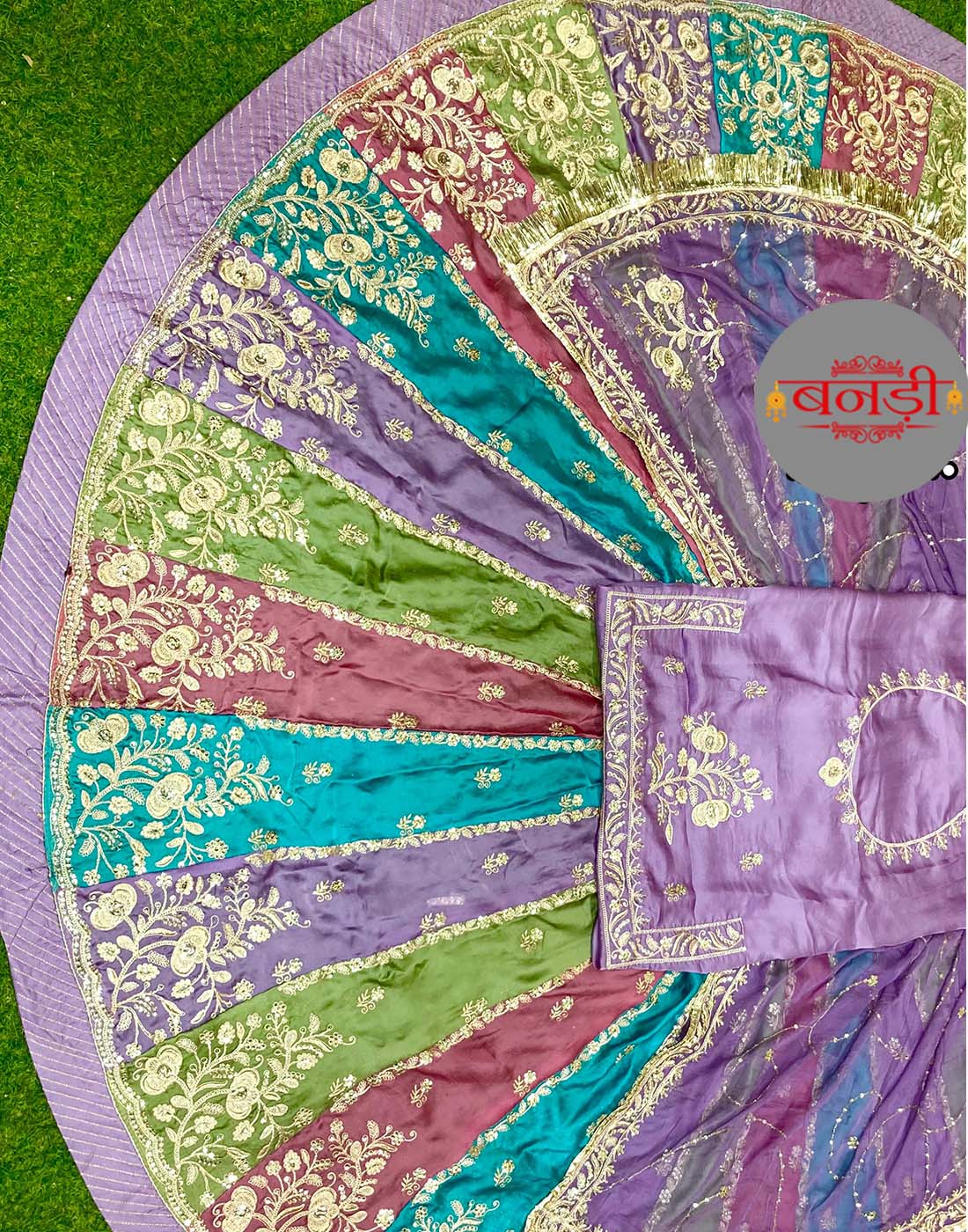 Purple Color Boutique Poshak with Multicolor Lehenga