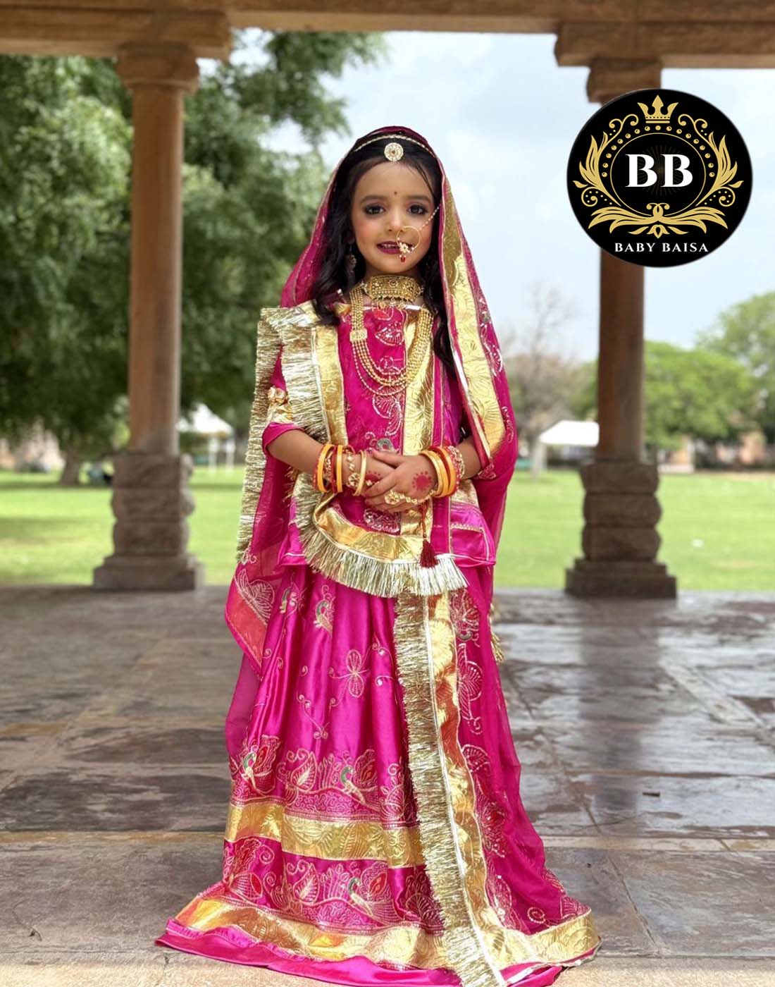 Banadi Dark Pink Color Kids Boutique Poshak of 2025 