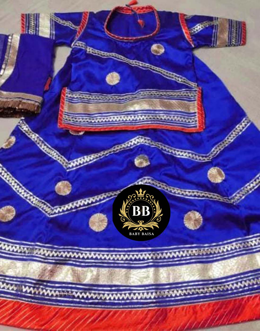 Chote Baisa Poshak in Royal Blue Color with Maroon Magji