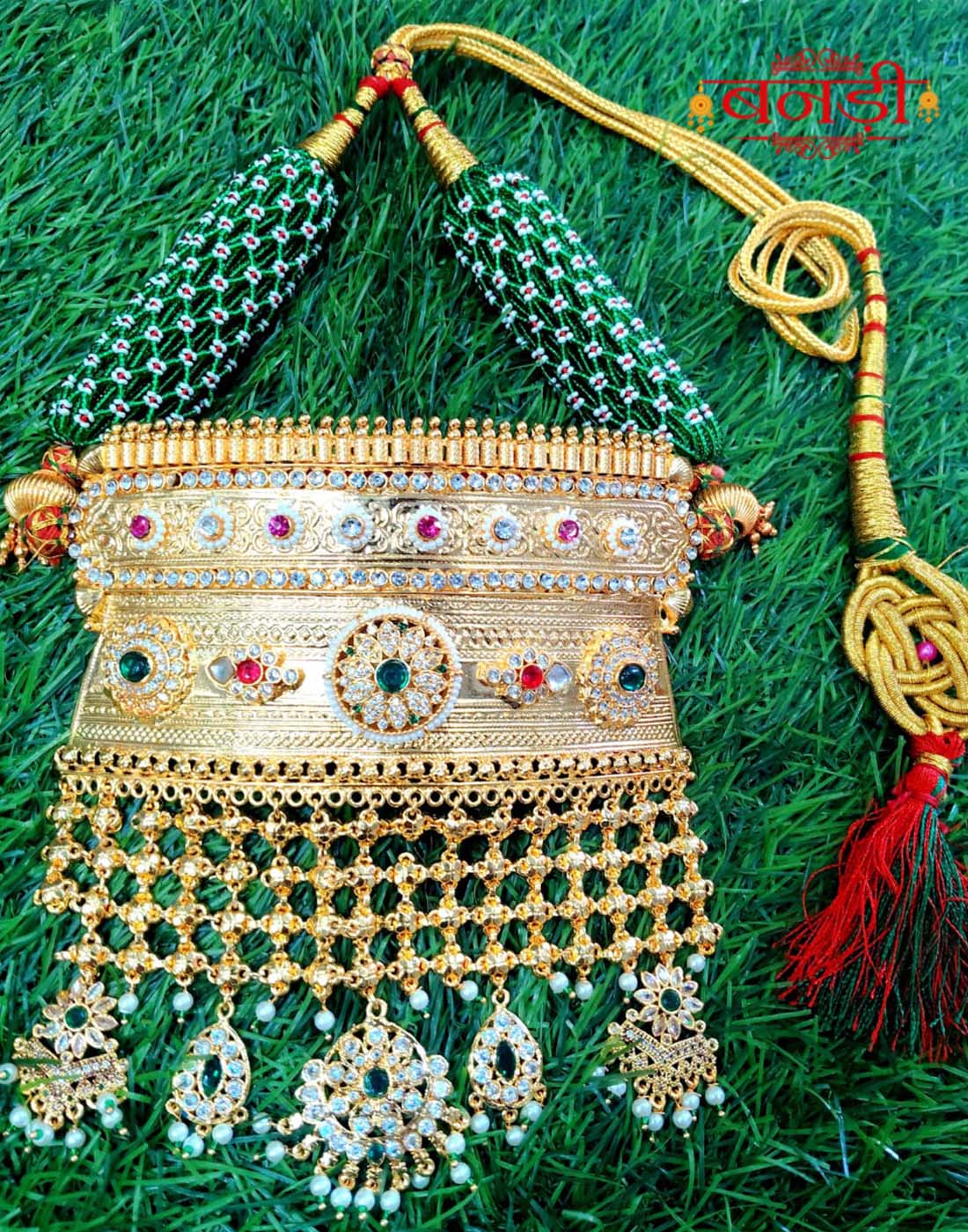 Heavy Rajasthani Aad with Jadau Stones and Multicolor Polki