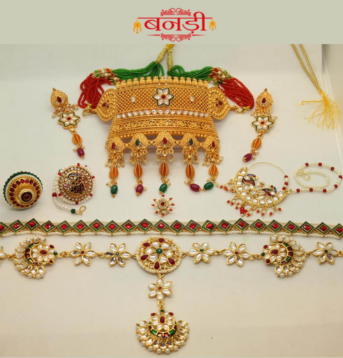 Multicolor rajwadi jewelry set