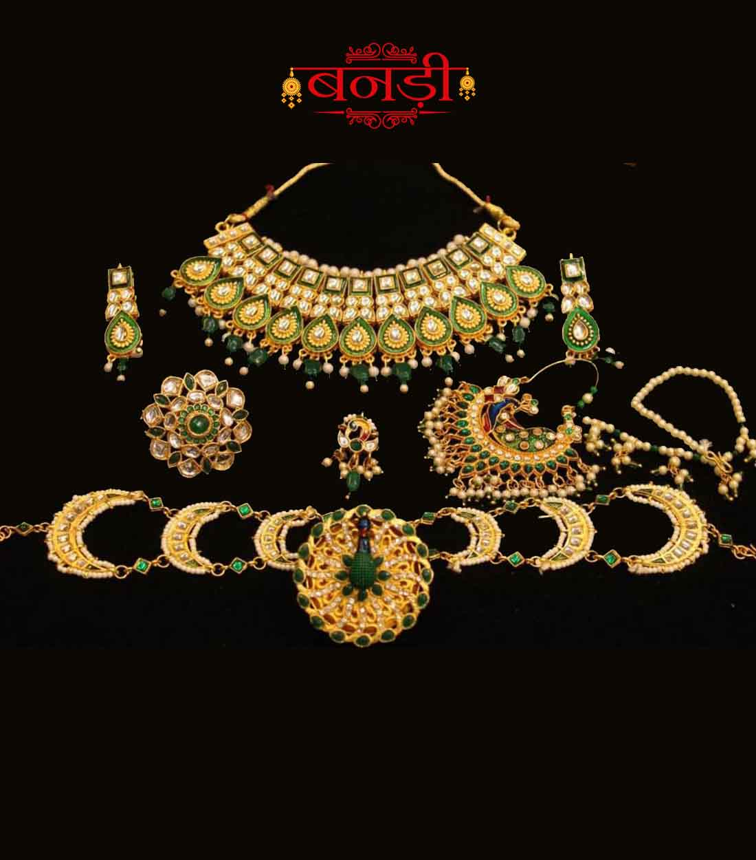 Rajputi Jewelry Set with Round Shape Kundan Choker Set 