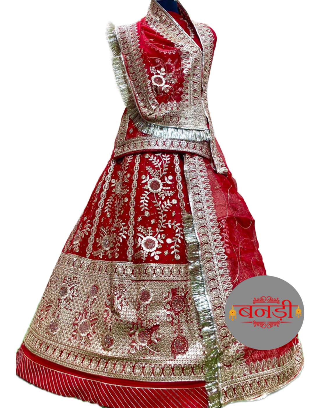 Heavy Work Red Color Poshak