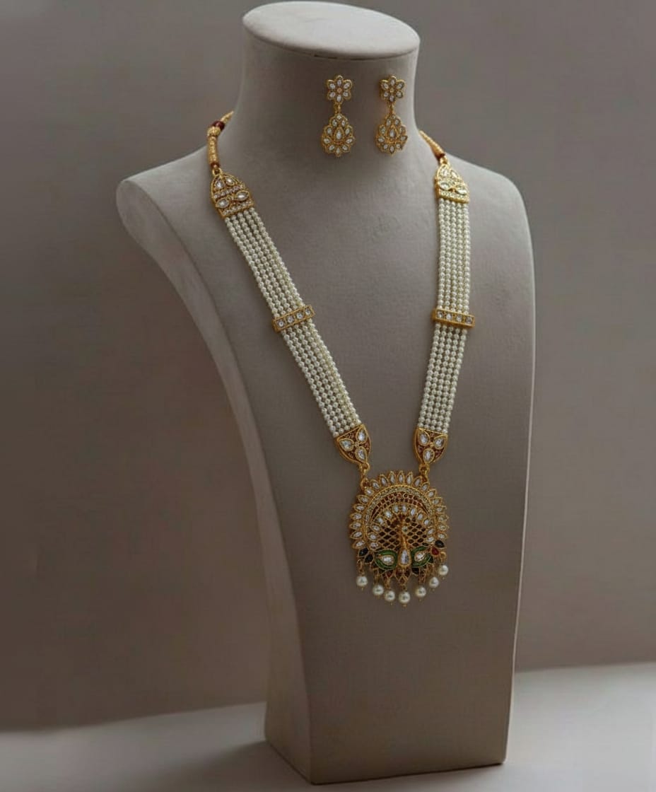 Rajputi Rani Har with Peacock Shape Pendant 