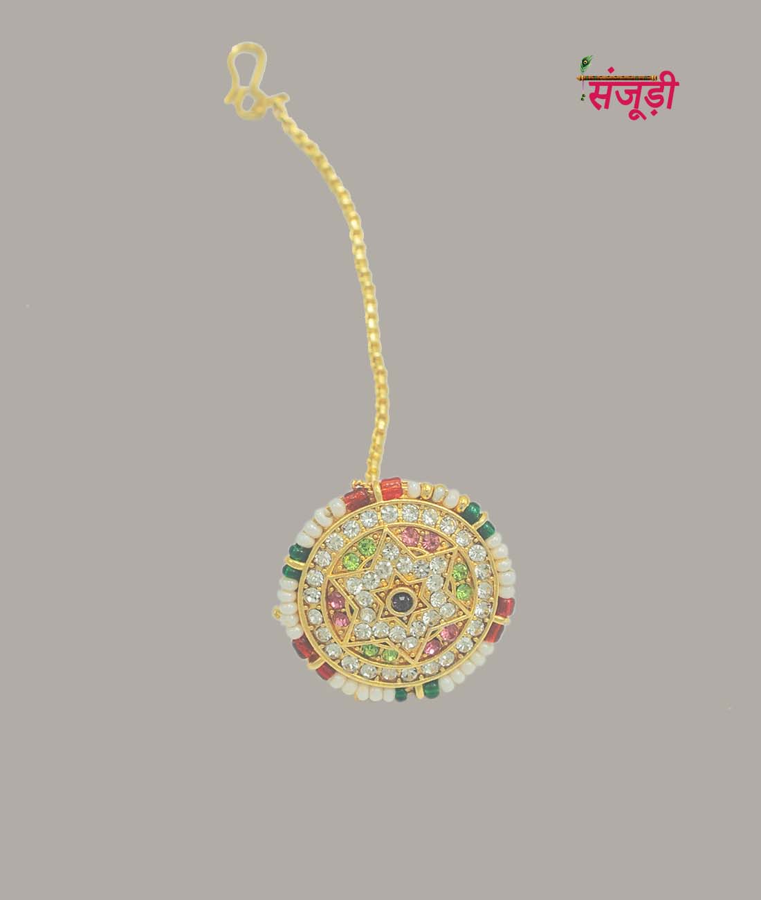 Rajputi Borla with Multicolor Stones 