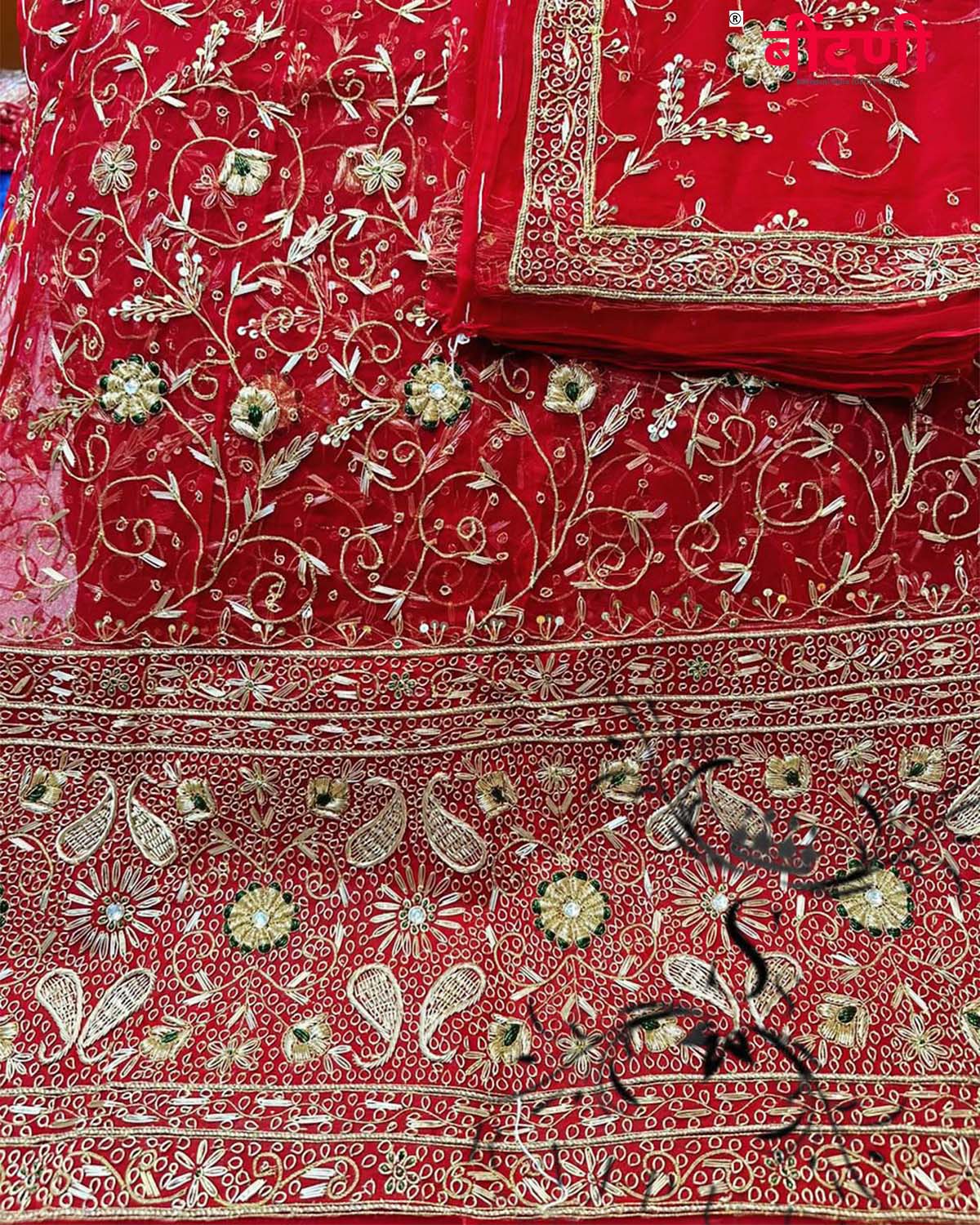Bindani Store's Exquisite Red Thakurji Pure Bridal Poshak