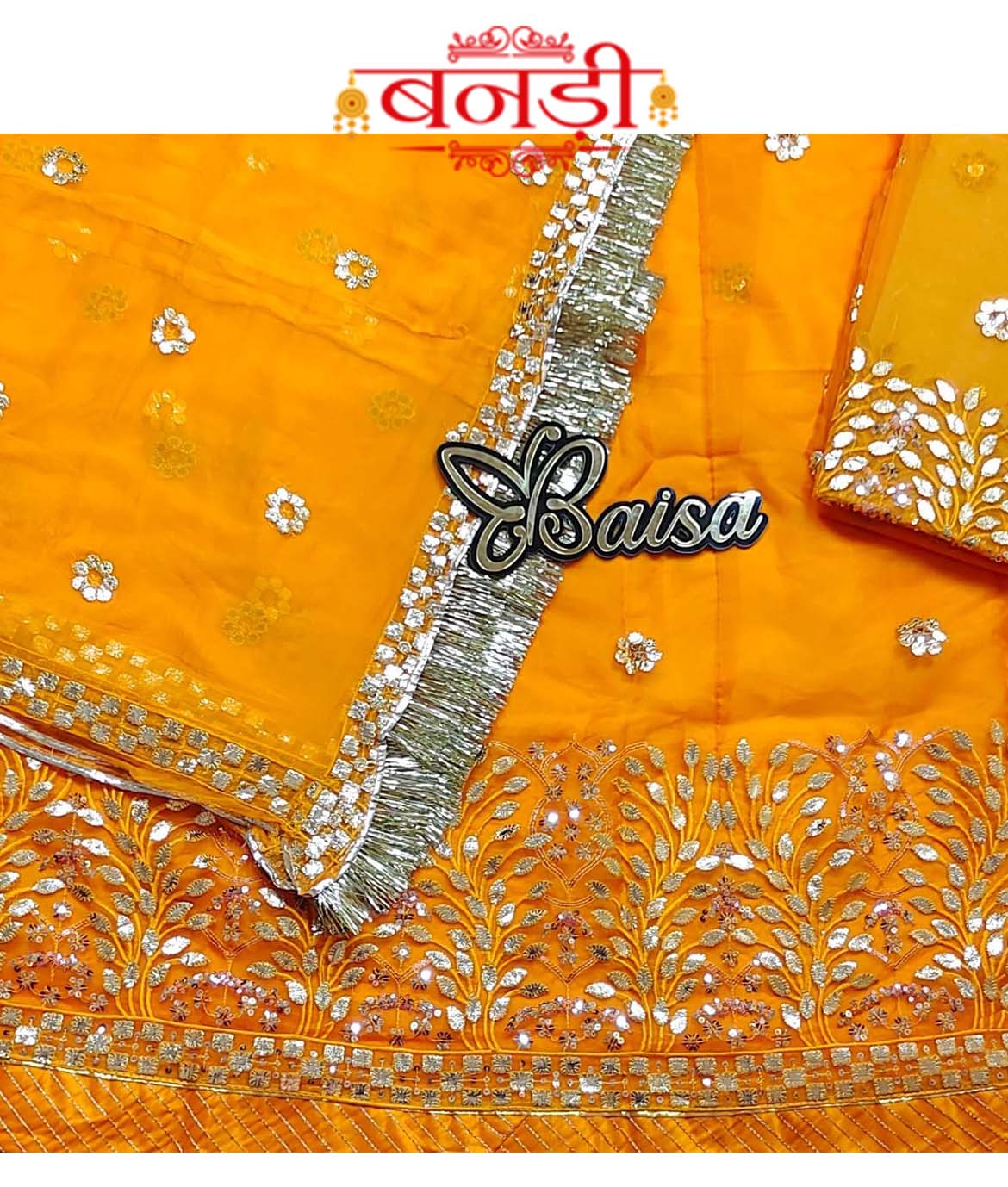 Mango Yellow Color Rajputi Poshak for Wedding Party at Banadi Store