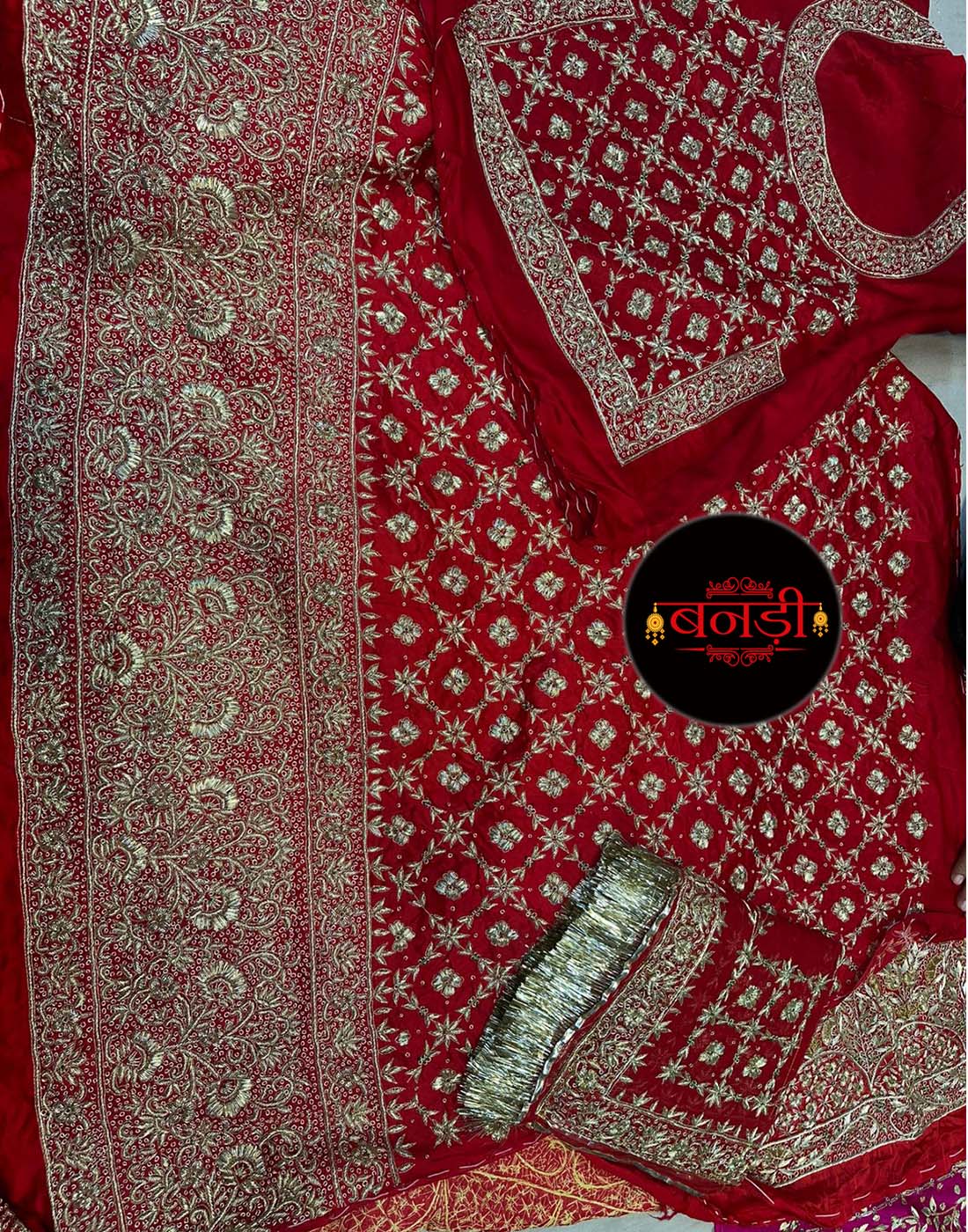 Heavy Bridal Poshak in Sambu Satin and Thakurji Pure Odhani