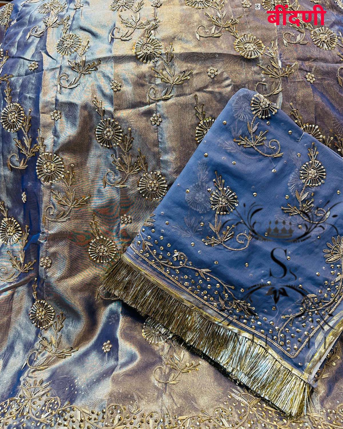 Bindani's Heavy Tissue Poshak with Thakurji Odhana