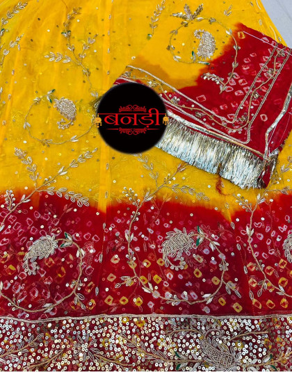 zardoji work rajputi peeliya poshak with hamrahi pure