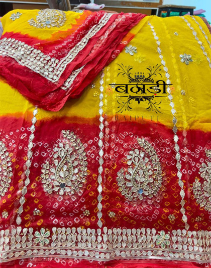 gotapatti poshak in piliya print with hamrahi pure fabric