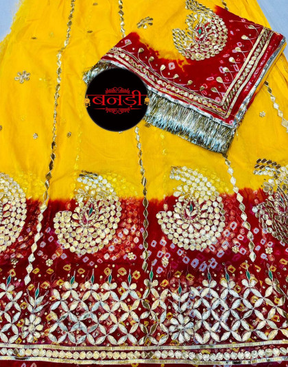 rajputi peeliya poshak with gotapatti work and hamrahi pure