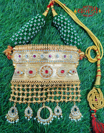 rajasthani heavy jadau aad with pink kundan