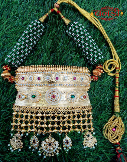 heavy rajputi aad with jadau stones and multicolor polki