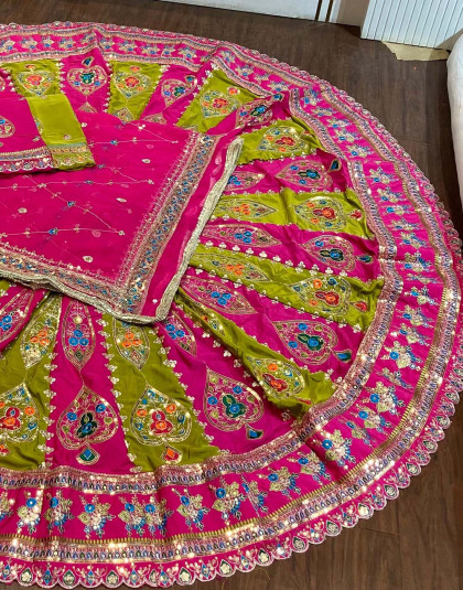 pink and mehandi green rajasthani boutique poshak poshak