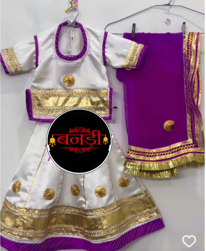 white and purple color rajputi poshak for baby girl