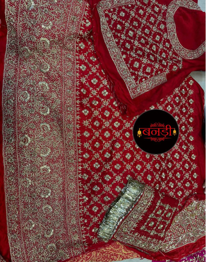 heavy bridal poshak in sambu satin and thakurji pure odhani